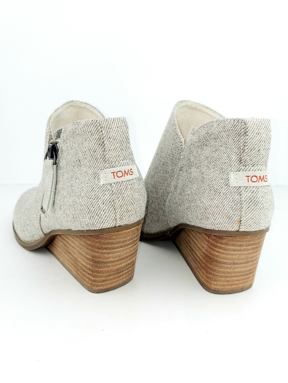 Toms Goldie Wedge Bootie Natural Shimmer Twill 7.5 - Picture 12 of 14